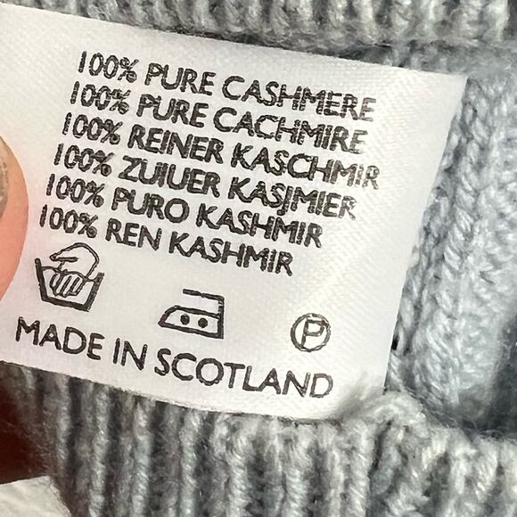 Old Head Golf Peter Scott Mens Teal Blue 100% Cashmere V Neck Sweater Pullover - Picture 8 of 10